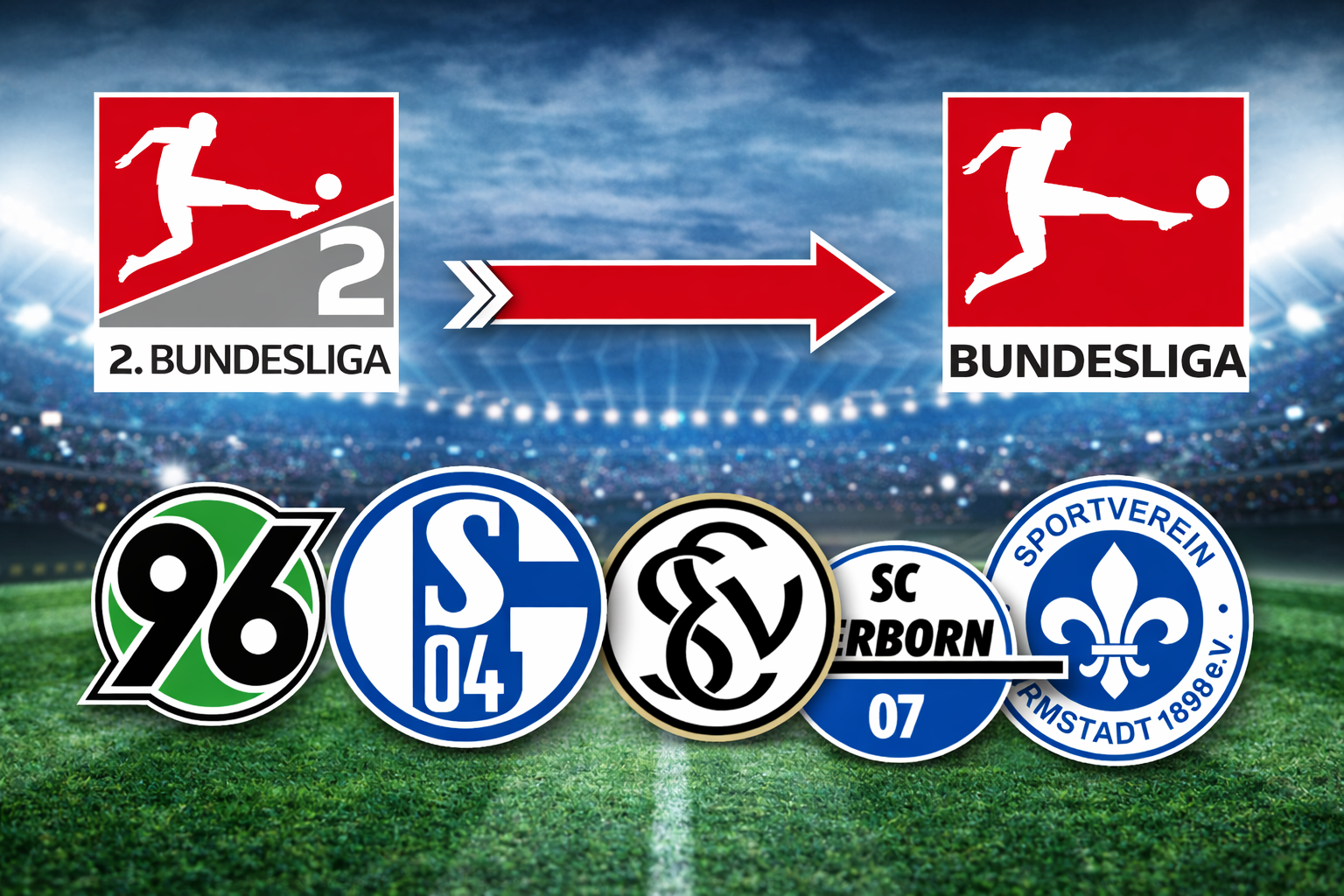 Top 5 im Aufstiegsrennen der 2. Bundesliga mit Schalke 04, Darmstadt 98, Hannover 96, Paderborn und Elversberg – möglicher Aufstieg in die Bundesliga.