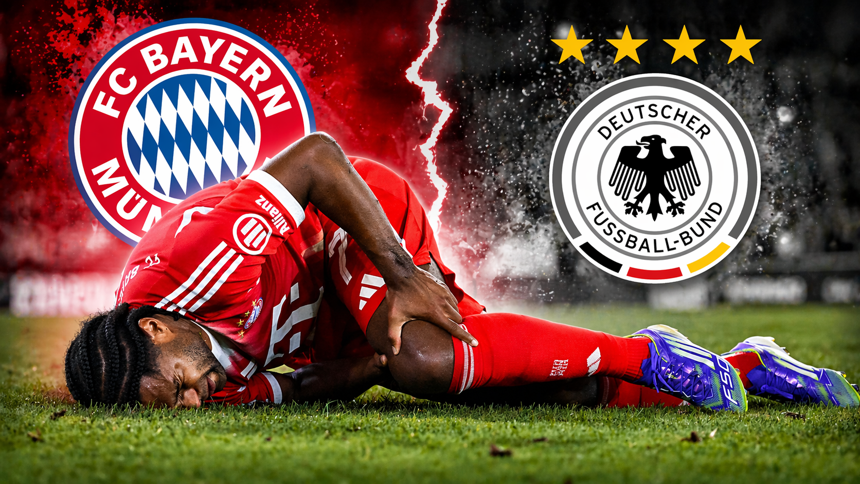 Serge Gnabry verletzt am Boden im Bayern-Trikot – Ausfall beim FC Bayern und Auswirkungen auf die deutsche Nationalmannschaft