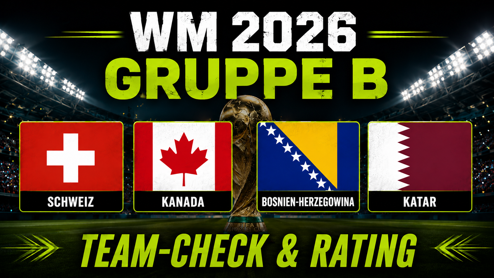 WM 2026 Gruppe B im DENGOATZ-Teamcheck: Schweiz, Kanada, Bosnien-Herzegowina und Katar im Rating-Vergleich