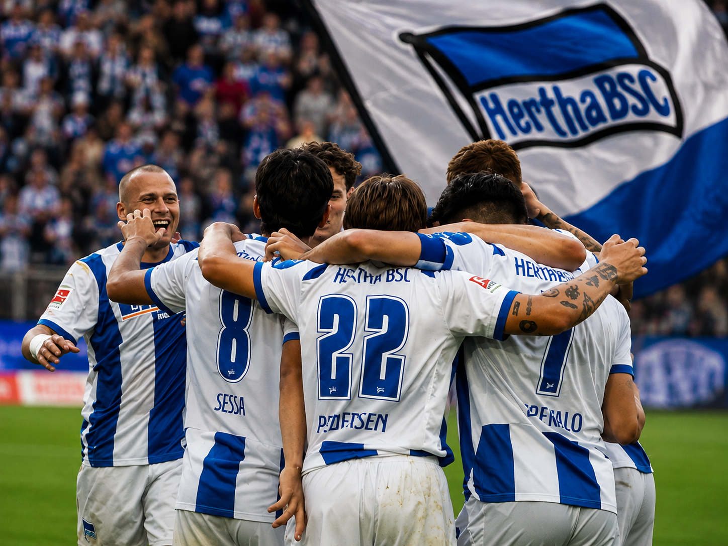 Hertha BSC feiert gemeinsam den Sieg und die starke Saison in der 2. Bundesliga